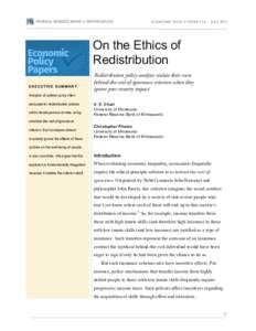 ECONOMIC POLICY PAPERJULY 2015 On the Ethics of Redistribution