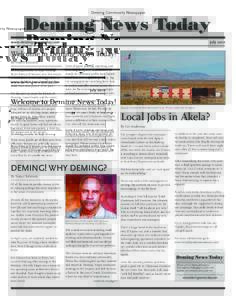 www.demingnewstoday.com  July 2012 Welcome to Deming News Today! By Nancy Johnson
