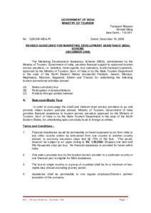 GOVERNMENT OF INDIA MINISTRY OF TOURISM Transport Bhawan Sansad Marg New Delhi – No. : MDA-Pt.