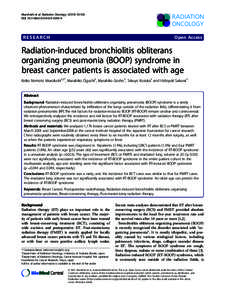 Radiation-induced bronchiolitis obliterans organizing pneumonia (BOOP) syndrome in breast cancer patients is associated with age