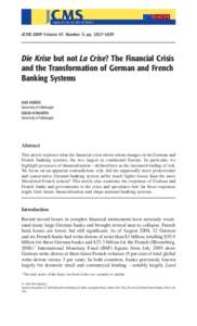 JCMS 2009 Volume 47. Number 5. pp. 1017–1039  Die Krise but not La Crise? The Financial Crisis and the Transformation of German and French Banking Systems jcms_2033