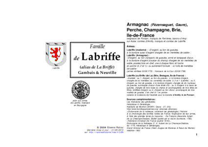 Armagnac (Fézensaguet, Gaure), Perche, Champagne, Brie, Ile-de-France