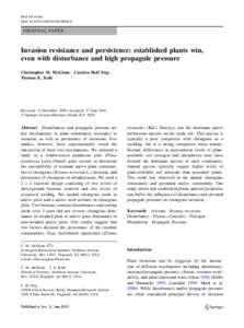 Invasion resistance and persistence: established plants win, even with disturbance and high propagule pressure