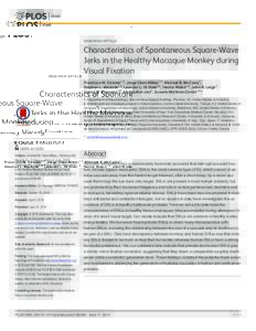 Characteristics of Spontaneous Square-Wave Jerks in the Healthy Macaque Monkey during Visual Fixation