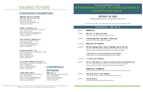 THANKS TO OUR CONFERENCE EXHIBITORS 3RD ANNUAL SOUTHERN TIER WEST  STORMWATER MANAGEMENT