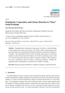 Punishment, Cooperation, and Cheater Detection in ``Noisy'' Social Exchange