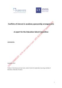 Conflicts of interest in academy sponsorship arrangements  A report for the Education Select Committee CONFIDENTIAL