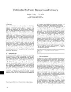 Distributed Software Transactional Memory Anthony Cowley C.J. Taylor  University of Pennsylvania