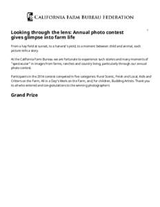 Looking through the lens: Annual photo contest gives glimpse into farm life 7  From a hay field at sunset, to a harvest’s yield, to a moment between child and animal, each