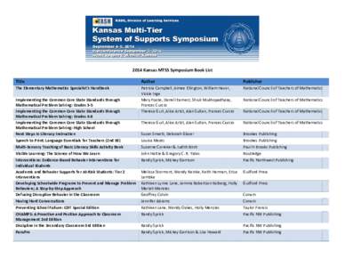 Microsoft WordKansas MTSS Symposium Book List