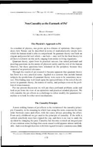 Journal of Scientific Exploration, Vol. 7 , No. 2, pp, 10193 O 1993 Society for Scientific Exploration  Non-Causality as the Earmark of Psi