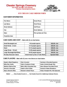 ICE CREAM CAKE ORDER FORM