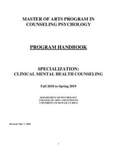MASTER OF ARTS PROGRAM IN COUNSELING PSYCHOLOGY