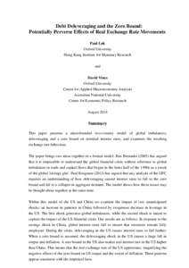 Debt Deleveraging and the Zero Bound: Potentially Perverse Effects of Real Exchange Rate Movements Paul Luk Oxford University Hong Kong Institute for Monetary Research and