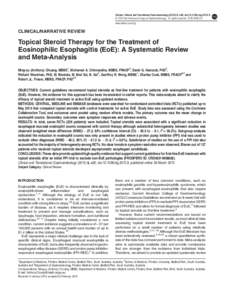 Topical Steroid Therapy for the Treatment of Eosinophilic Esophagitis (EoE): A Systematic Review and Meta-Analysis
