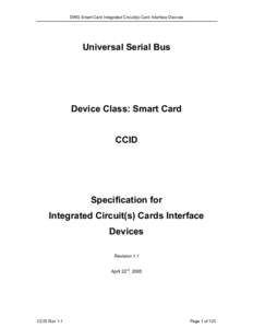 DWG Smart-Card Integrated Circuit(s) Card Interface Devices  Universal Serial Bus Device Class: Smart Card CCID