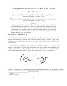 The Copernican Revolution and the Size of the Universe T. Lu1 and H. Aslaksen2 1 2