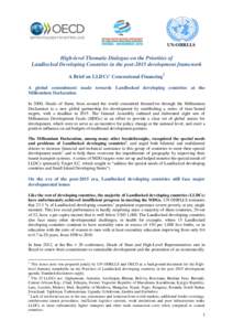 UN-OHRLLS  High-level Thematic Dialogue on the Priorities of Landlocked Developing Countries in the post-2015 development framework A Brief on LLDCs’ Concessional Financing