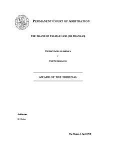 Arbitration / Arbitral tribunal / Territories claimed by the Philippines / Sovereignty / Law / Legal terms / Island of Palmas Case