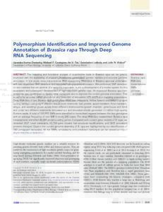INVESTIGATION  Polymorphism Identiﬁcation and Improved Genome Annotation of Brassica rapa Through Deep RNA Sequencing Upendra Kumar Devisetty, Michael F. Covington, An V. Tat,1 Saradadevi Lekkala, and Julin N. Maloof 2