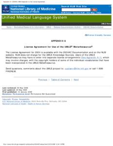 Appendix A.1 2004AC UMLS Appendix to the License Agreement