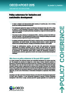 Element 8, PAPER 1 OECD AND POST-2015 REFLECTIONS Policy coherence for inclusive and sustainable development