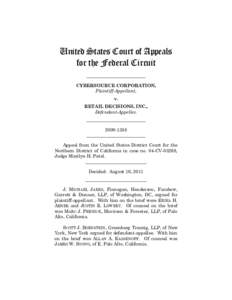 United States Court of Appeals for the Federal Circuit __________________________ CYBERSOURCE CORPORATION, Plaintiff-Appellant, v.
