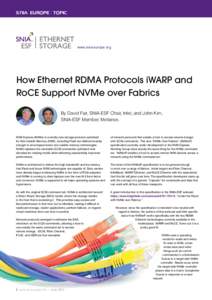snia europe l Topic  www.snia-europe.org How Ethernet RDMA Protocols iWARP and RoCE Support NVMe over Fabrics