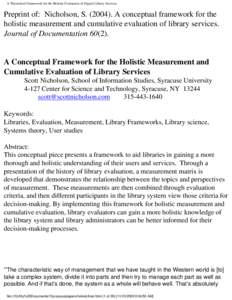 A Theoretical Framework for the Holistic Evaluation of Digital Library Services