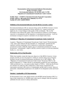 Documentation of Environmental Indicator Determination - ATOFINA Chemicals, Holmdel, New Jersey