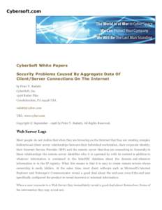 Cybersoft.com  CyberSoft White Papers Security Problems Caused By Aggregate Data Of Client/Server Connections On The Internet by Peter V. Radatti