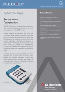Communication & Network Security  DigiSAFE PhoneCrypt Secure Voice Conversation