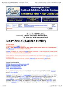 MAST CELLS (SAMPLE ENTRY) (Cytokines & Cell...  COPE Homepage  Bottom of