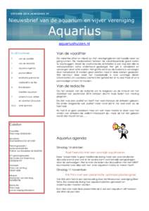 O K T O B E RJ AAR G A NG 3 9  Nieuwsbrief van de aquarium en vijver vereniging Aquarius aquariushuizen.nl