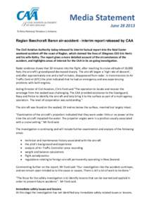 CAA Release: Raglan Beechcraft Baron - Interim report - 28 Jun 2013