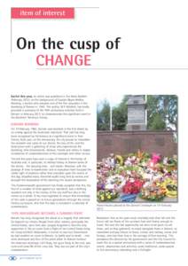 item of interest  On the cusp of CHANGE  Earlier this year, an article was published in the News Bulletin