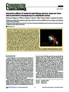 ARTICLE pubs.acs.org/est Interactive effects of maternal and dietary mercury exposure have latent and lethal consequences for amphibian larvae Christine M. Bergeron,† William A. Hopkins,*,† Brian D. Todd,†,§ Mark 