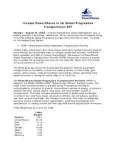    Invesco PowerShares to list Global Progressive