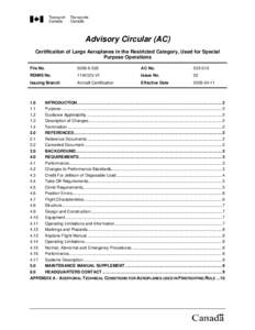Advisory Circular (AC) Certification of Large Aeroplanes in the Restricted Category, Used for Special Purpose Operations File No[removed]
