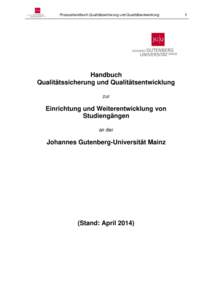 Prozesshandbuch Qualitätssicherung und Qualitätsentwicklung  Handbuch Qualitätssicherung und Qualitätsentwicklung zur