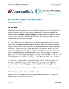 SURVEY OF BUSINESS CONDITIONS  Summary Report SouthTexasEconomy.com