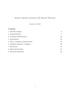 Derived Algebraic Geometry XI: Descent Theorems September 28, 2011 Contents 1 Nisnevich Coverings