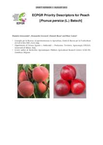 DRAFT VERSION 1 - AUGUSTECPGR Priority Descriptors for Peach [Prunus persica (L.) Batsch]  Daniela Giovannini1, Alessandro Liverani1, Daniele Bassi2 and Marc Lateur3