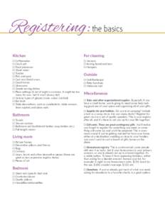 Registering: the basics Kitchen For cleaning  2 Coffeemaker
