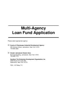_______________________ Multi-Agency Loan Fund Application _______________________ Please select appropriate agency: