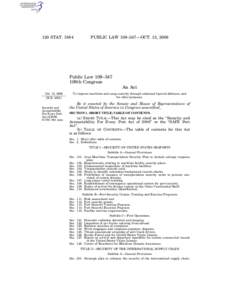 120 STATPUBLIC LAW 109–347—OCT. 13, 2006 Public Law 109–347 109th Congress
