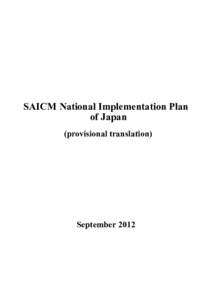 SAICM National Implementation Plan of Japan (provisional translation) September 2012