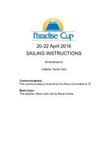 20-22 April 2018 SAILING INSTRUCTIONS Amendment 2 Vallarta Yacht Club  Communications: