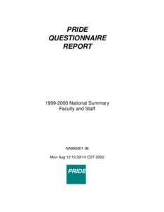 PRIDE QUESTIONNAIRE REPORT[removed]National Summary Faculty and Staff