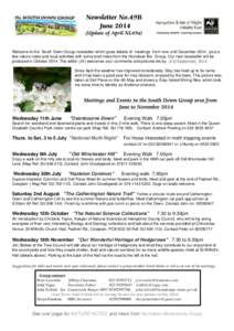 Newsletter No.49B JuneUpdate of April NL49a) Welcome to the South Down Group newsletter which gives details of meetings from now until December 2014, plus a few nature notes and local activities with some brief ne